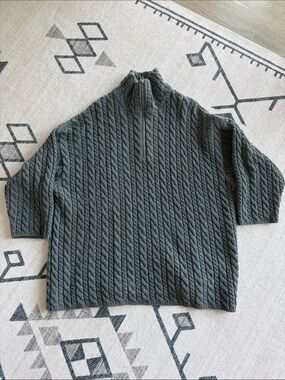 H&M Grey Cable Knit Half-Zip Sweater